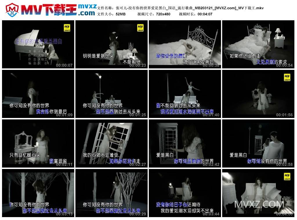 张可儿-没有你的世界爱是黑白_国语_流行歌曲_MB203121